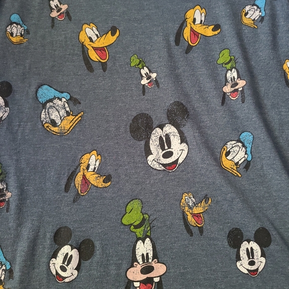 Disney Mickey Mouse Donald Duck Goofy Pluto Gray T-SHIRT - Picture 6 of 7